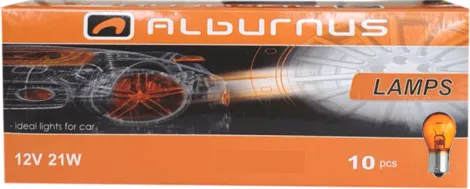 [AL50052-2] LEMPUTĖ S25 12V 21W GELTONA COKOLIS ASIMETRIŠKAS BAU15S