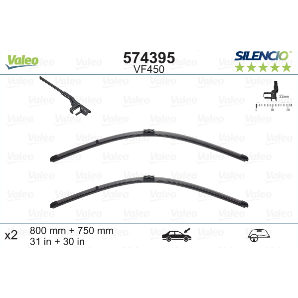 [S574395] VALEO SILENCIO VALYTUVAI CITROEN FLAT BLADE VF450 X2