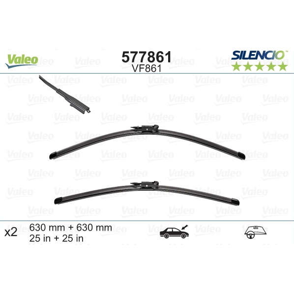 [S577861] VALEO SILENCIO VALYTUVAI IVECO DAILY FLAT BLADE VF861 X2