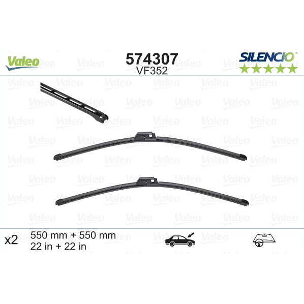 [S574307] VALEO SILENCIO VALYTUVAI MERCEDES-BENZ FLAT BLADE VF352 X2