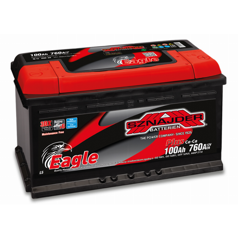 [SZE100R] AKUMULIATORIUS SZNAJDER EAGLE CALCIUM PLUS 12V/100AH/760A EN 60038