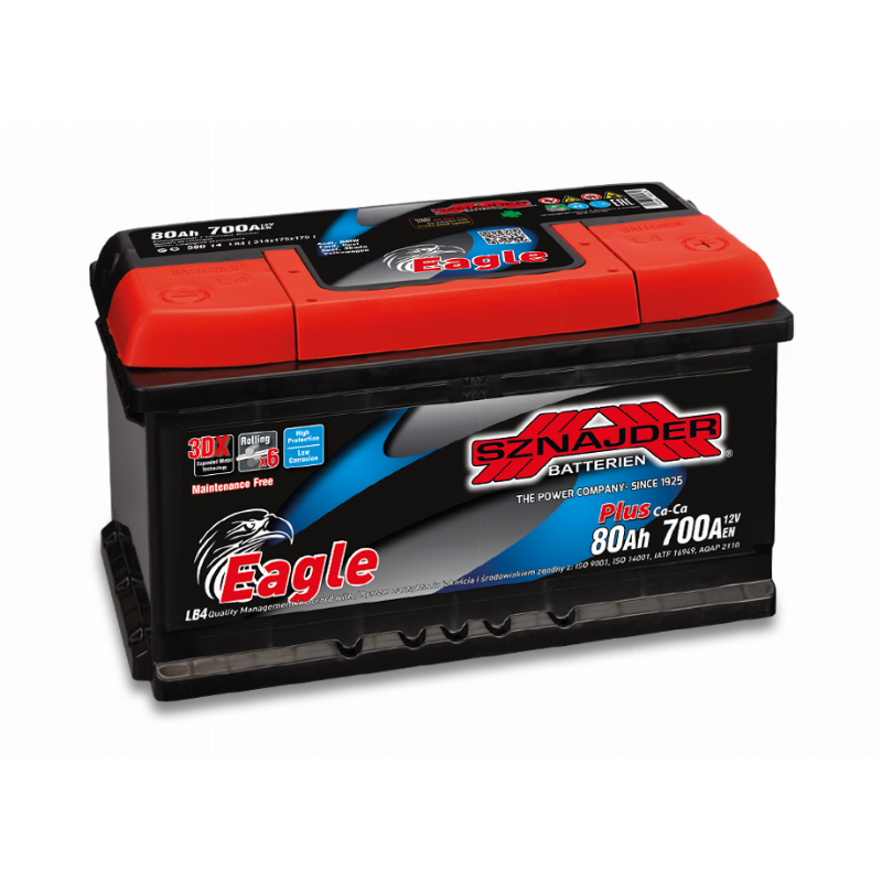 [SZE80R] AKUMULIATORIUS SZNAJDER EAGLE CALCIUM PLUS 12V/80AH/700A EN LB4 58014