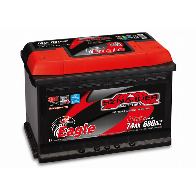 [SZE74L] AKUMULIATORIUS SZNAJDER EAGLE CALCIUM PLUS 12V/74AH/680A EN L3 57414