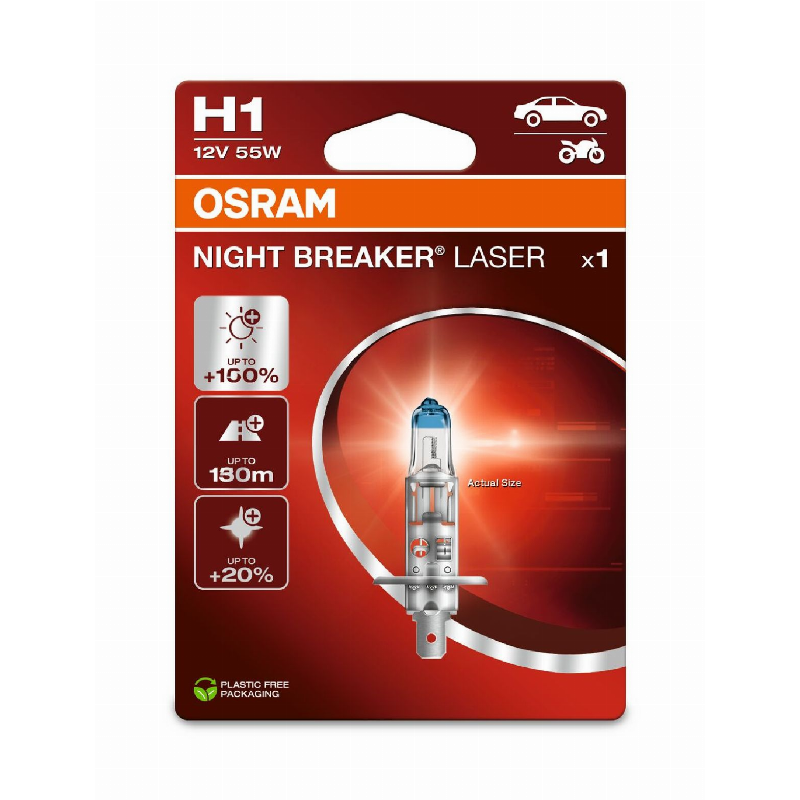 [OS-64150NL-1BL] OSRAM LEMPUTĖS H1 55W 12V P14,5S +150% NIGHT BREAKER LASER