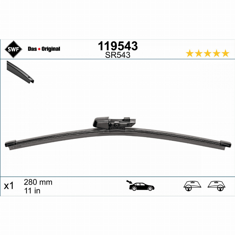 [T119543] VALYTUVAS REAR SWF WIPER BLADE 280MM LHD RHDX1
