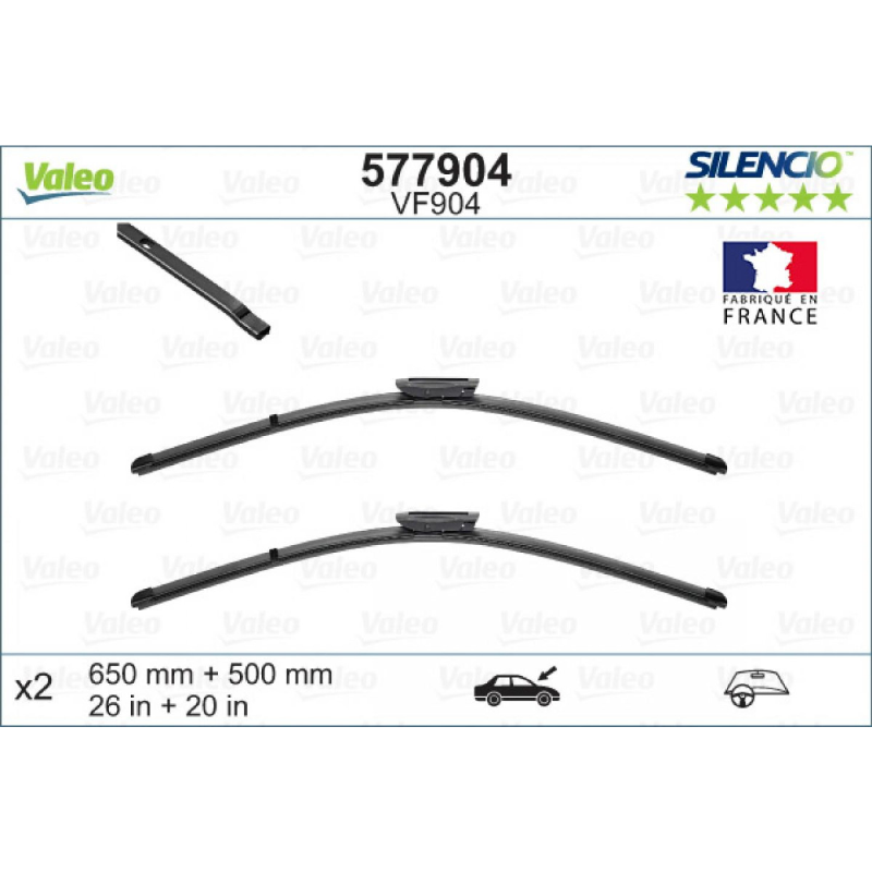 [S577904] VALEO SILENCIO VALYTUVAI FLAT BLADE LHD VF904 X2